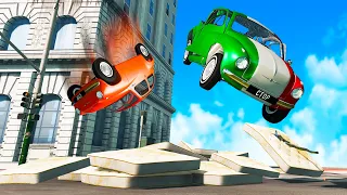 We Jumped Cars onto Mattress and It Somehow Worked in BeamNG Multiplayer!