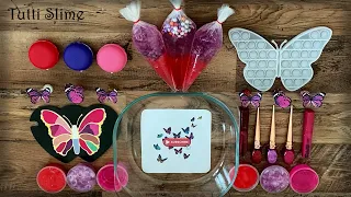 Mixing "Butterfly" Makeup, Glitter and more into Slime! Satisfying Slime Video!