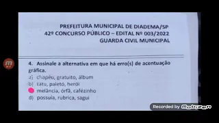 QUESTÃO N° 4 GCM DIADEMA #gcm #diadema