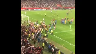 Dimitri Payet was attacked by bottles while taking a corner.