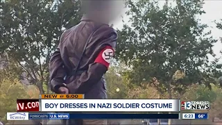 Boy dresses in Nazi soldier costume