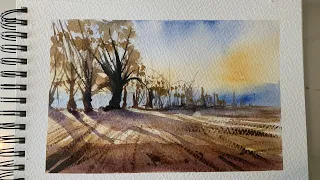 Paint this easy, fresh Spring Watercolor landscape in under 15 Minutes