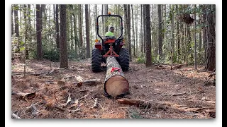 Skidding Logs with a Tractor 3-point Hitch Skidding Frame and Choker Chain