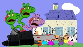 PEPPA PIG TURNED INTO A GIANT 3 HEAD ZOMBIE | Peppa Pig Funny Animation