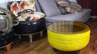 How to turn an old car tyre to a multipurpose table | DIY | Recycle