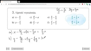 Upraszczanie wyrażeń algebraicznych - część 1, klasa 6