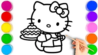 Hellokitty drawing🐱🐈🌈❤️💛❤️step-by-step hellokittydrawing| colouring| easydrawing|kidart|howto draw