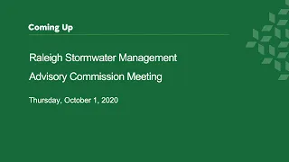 Raleigh Stormwater Management Advisory Commission - October 1, 2020