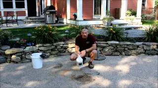 Muriatic acid removing a rust stain From concrete 1