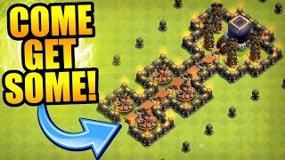 Clash Of Clans - THE ULTIMATE TROLL BASE TRAP!!! - MAX LEVEL MINER FAIL!!