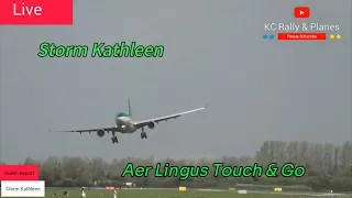 Storm Kathleen | Airplane Touch & Go Go Around | Aer Lingus A330 difficult landing #planespotting