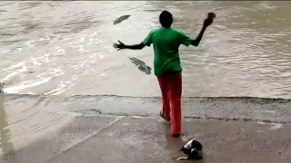 Woman scares off crocodile with flip flop in Australia