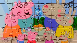 Peppa's family meets Friends - Peppa Pig puzzle for kids | Merry Nika