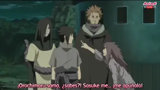 KarinLe dice a Orochimaru  que Sasuke la apuñalo