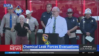 Rail car chemical leak near Perris prompts road closure on 215 Freeway, forces evacuations