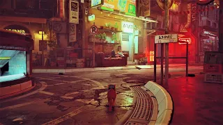 Walking Around Midtown for 1 Hour - Stray (Video Game Ambience)