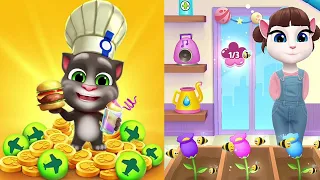 My Talking Tom 2 Food Challenge vs My Talking Angela 2 every bee counts Gameplay Android ios