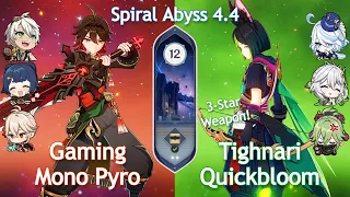 C0 Gaming Mono Pyro x C0 Tighnari Quickbloom - Spiral Abyss 4.4 | Floor 12 9 Stars | Genshin Impact