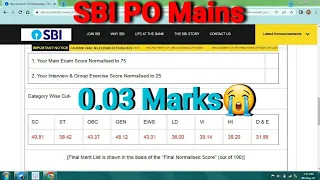 💯SBI PO Mains Scorecard failed by 0.03 marks🥺#sbipo