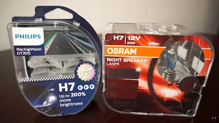 Philips RacingVision GT200 vs OSRAM Night Breaker LASER NEXT GENERATION