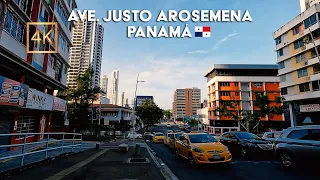 🟡 [4K] 🇵🇦 Panama walking tours | A good area to live in Panama | Justo Arosemena ave.