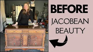 Will you be mad about this dresser flip? 🫣 | Antique Jacobean Dresser Makeover | Painted Dresser
