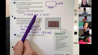 01/11/21 - Math - Lesson 14, session 1 - understanding area - pages 303-306