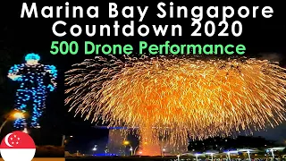 New Year Countdown @ Marina Bay | 500 Drone Performance | Singapore | Happy New Year 2020