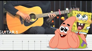 SPONGEBOB theme song - [ easy guitar tutorial & tabs!! ]