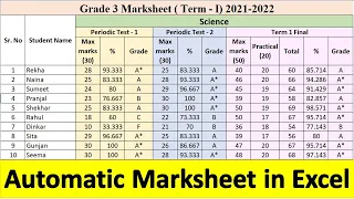 How to Create Mark Sheet in MS Excel || Fully Automatic Marksheet In Excel || H