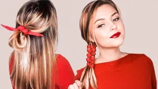 5 Причесок на каждый день в школу. ПРОСТЫЕ и КРАСИВЫЕ  прически с платком. TOP 5 Holiday Hairstyles