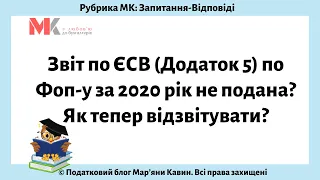 Звіт по ЄСВ (Додаток 5) по Фоп-у за 2020 рік не подана? Як тепер відзвітувати?