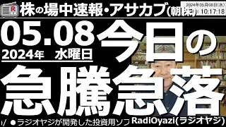 【投資情報(朝株！)】今日の急騰・急落銘柄を見て行く！日経は弱い。大丈夫？●急騰銘柄：6200インソース、6841横川電機、8113ユニチャーム　●急落銘柄：7974任天堂、9279ギフト●歌：お休み