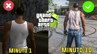 GTA San Andreas ANDROID Pero cada MINUTO es Más REALISTA ! (Graficos, Gama alta media y baja)