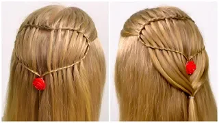 Heart waterfall braid ❤️ Valentine's day hairstyle❤️ Party hairstyle for girl #11