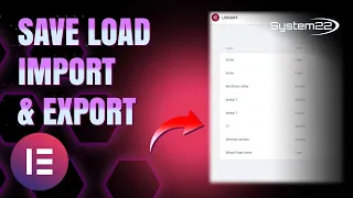 Save Load Import Sections And Pages Elementor