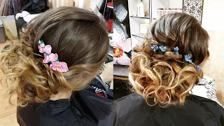 Curly wedding prom hairstyle for long hair. Свадебная прическа, прическа на выпускной