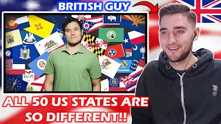 British Guy Reacts to All 50 U.S. states summarized (Geography Now!)