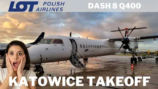 Takeoff from Katowice Airport ✈ LOT Polish Airlines Dash 8-Q400