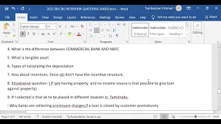 SBI CBO INTERVIEW QNS ASKED 13622 REG. DOC. VERIFICATION ....!!!