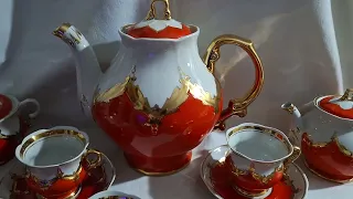 Легендарный раритетный чайный сервиз "Красный Бутон" Барановка