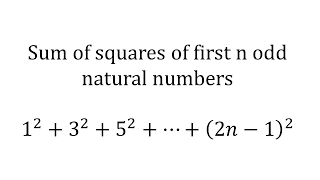 Sum of squares of first n odd natural numbers | 1^2 + 3^2 + 5^2 + … + (2n - 1)^2