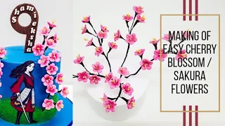 Easy Edible Fondant/Gumpaste Cherry Blossom flowers (Sakura Flowers) for Cakes