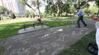 Park bench from "Good Will Hunting", a memorial for Robin Williams