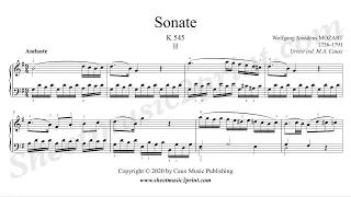 Mozart : Sonata K 545 (2/3 : Andante) -- Urtext