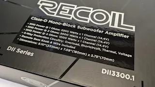 Recoil Audio Dii3300.1 Di 3300.1 3kw Micro 1 ohm Class D Bass Amp Amplifier #Brazillian #FullBridge
