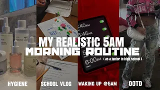 MY REALISTIC 5AM HIGH SCHOOL MORNING ROUTINE |school vlog ￼, outfit , chit chat, makeup ,+etc .