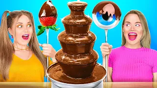 CHOCOLATE FOUNTAIN FRENZY! The Ultimate Sweet and Satisfying Challenge! Food Tricks by 123GO! SCHOOL
