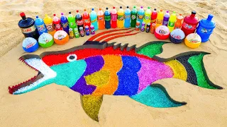 How to make Rainbow Hogfish with Orbeez, Balloons of Big Fanta, Coke, Mtn Dew, Cola vs Mentos