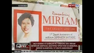 QRT: 1st death anniversary ni ex- Sen. Miriam Defensor-Santiago, ginunita